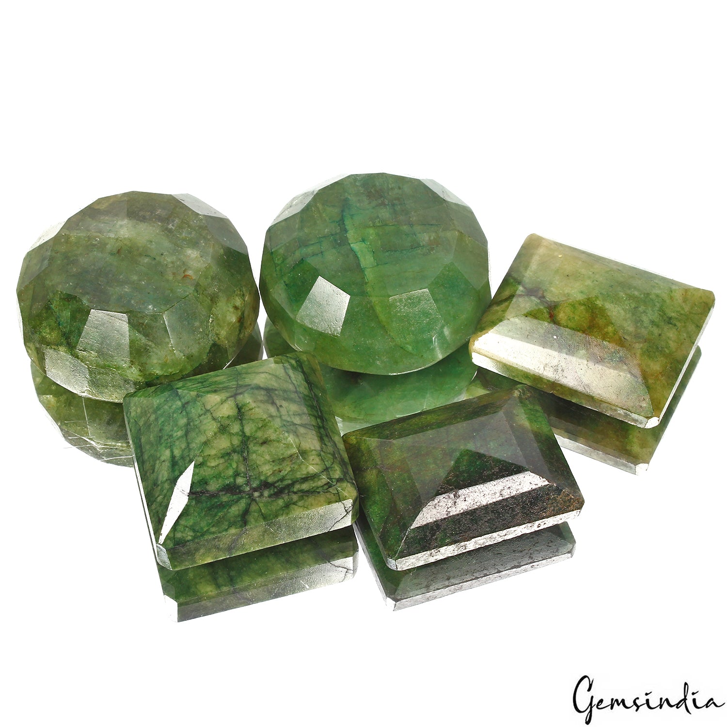 Emerald Lot, Loose Gemstone, Color Enhanced, Green — 5 Pieces, 38mm to 50mm, 1500 Ct, Brazil