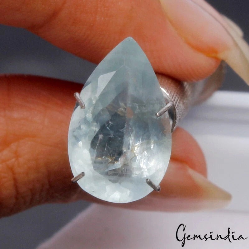 Natural Blue Aquamarine Pear Faceted Untreated Loose Gems 4.50 Cts For Jewelry