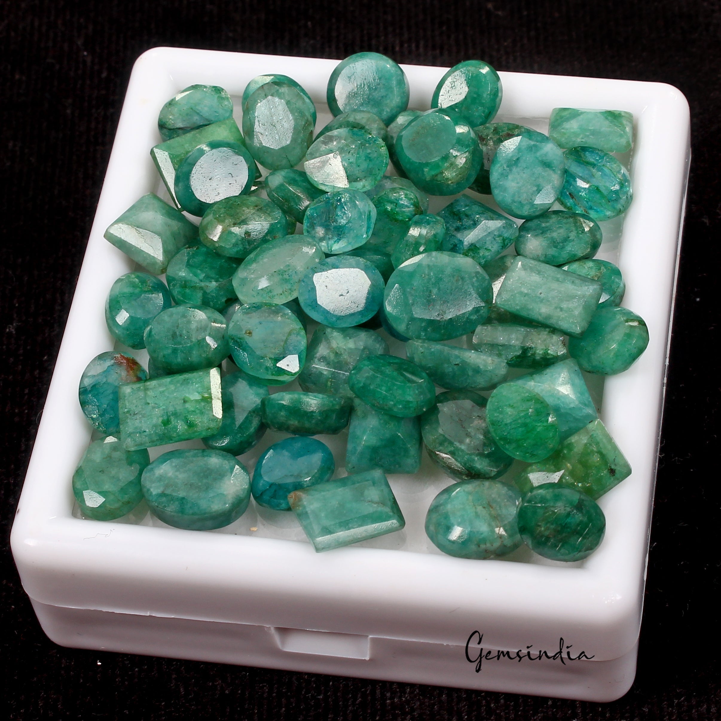 60 Pcs Natural Blue Green Colombian Emerald Mix Cut Loose 7mm-10mm Gems 128 cts