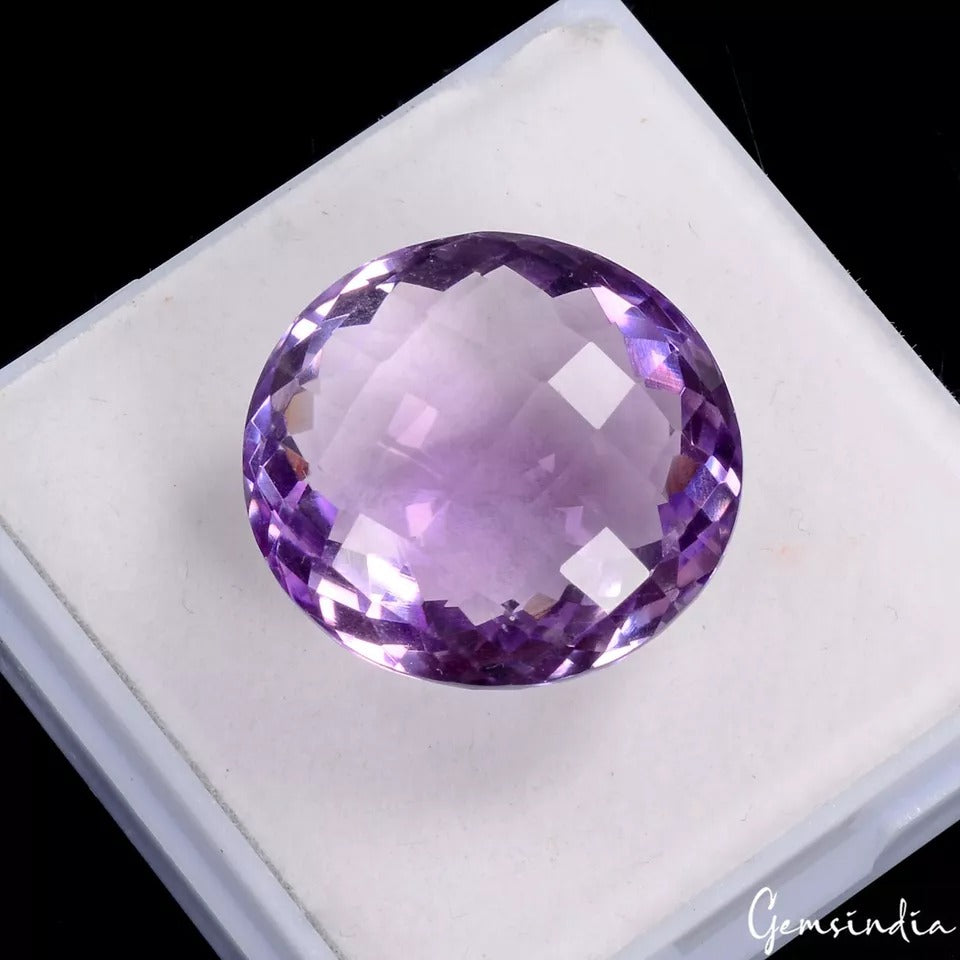 35.60 Cts Natural Untreated Purple Amethyst Oval Checker Cut Huge Gem For Ring