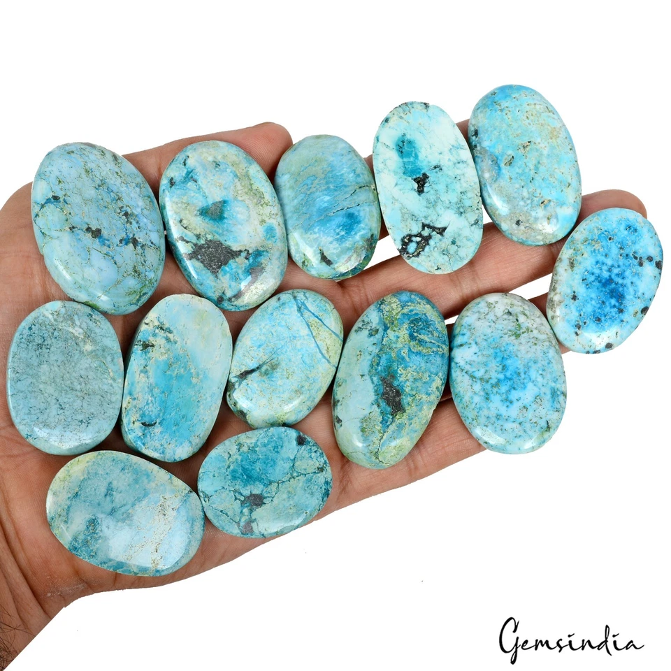 1000 Ct/13 Pcs Natural Blue Arizona Turquoise Oval Cab Loose Gems Wholesale Lot