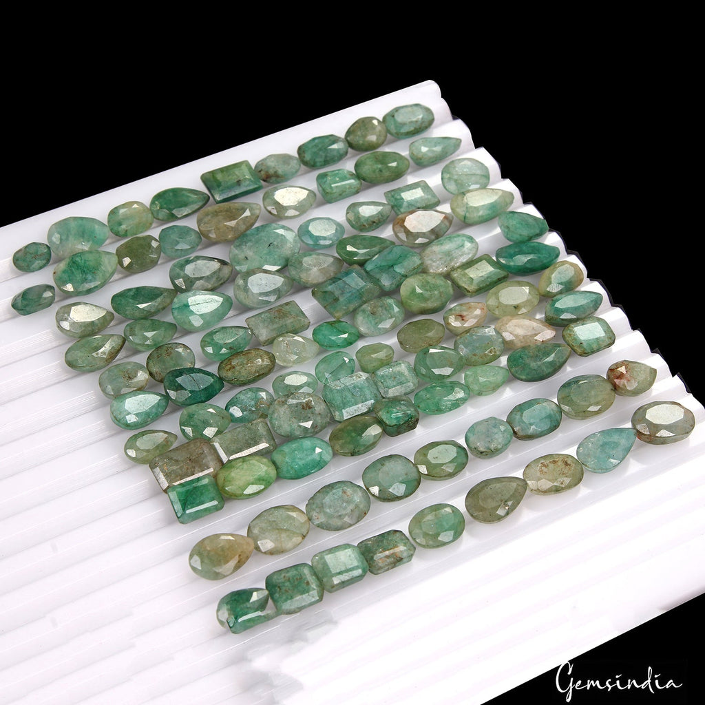 250.00 Ct Natural Green Brazilian Emerald Mix Faceted Loose Gemstone Lot 97 Pcs