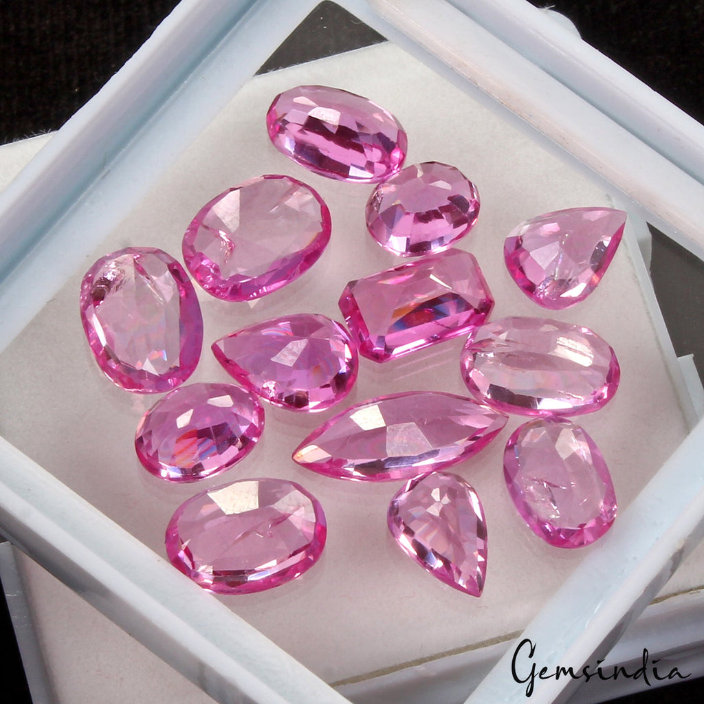 13 Pcs Beautiful Hydro Pink Ruby Mix Faceted Cut Loose Gems For Jewelry~35.10 Ct