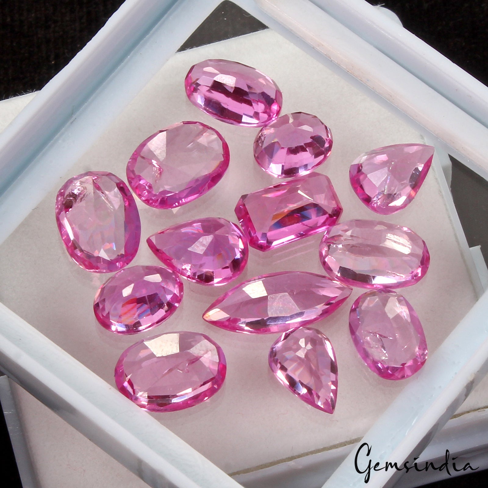 13 Pcs Beautiful Hydro Pink Ruby Mix Faceted Cut Loose Gems For Jewelry~35.10 Ct