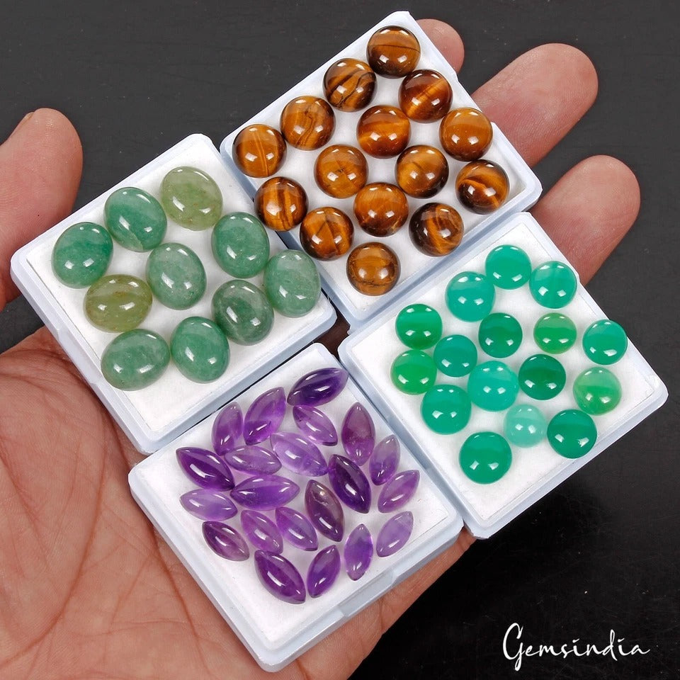 4 Lot Estate Genuine Multi Gems Loose Multi Color Gemstones Collection w/ Boxes