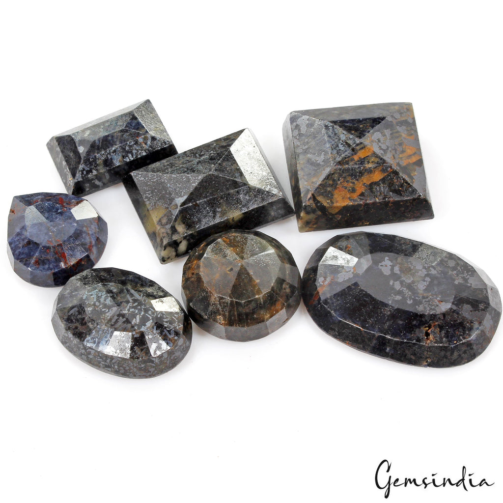 1320 Cts/7 Pcs Natural Untreated Black Sapphire Mix Faceted Loose Wholesale Gems