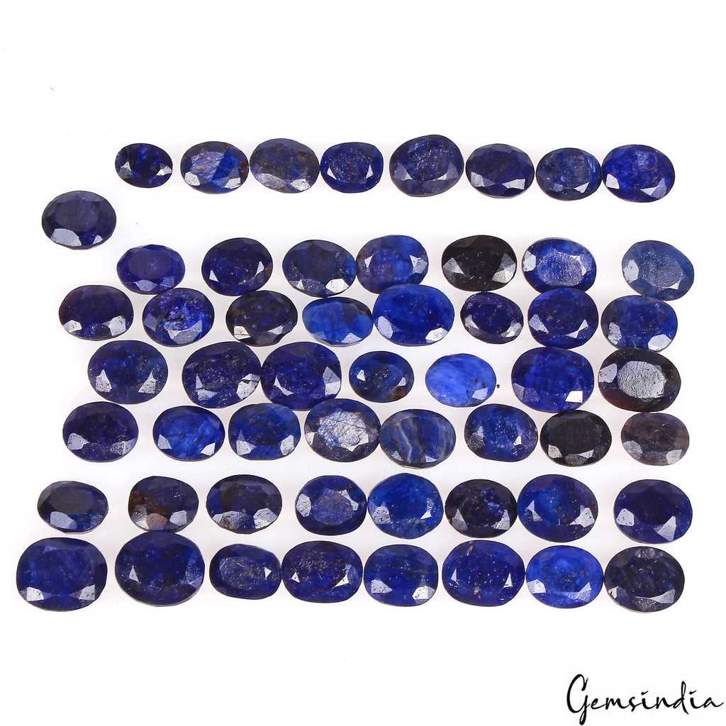 222.80 Cts/55 Pcs Natural African Blue Sapphire Oval Cut Loose Gems For Jewelry