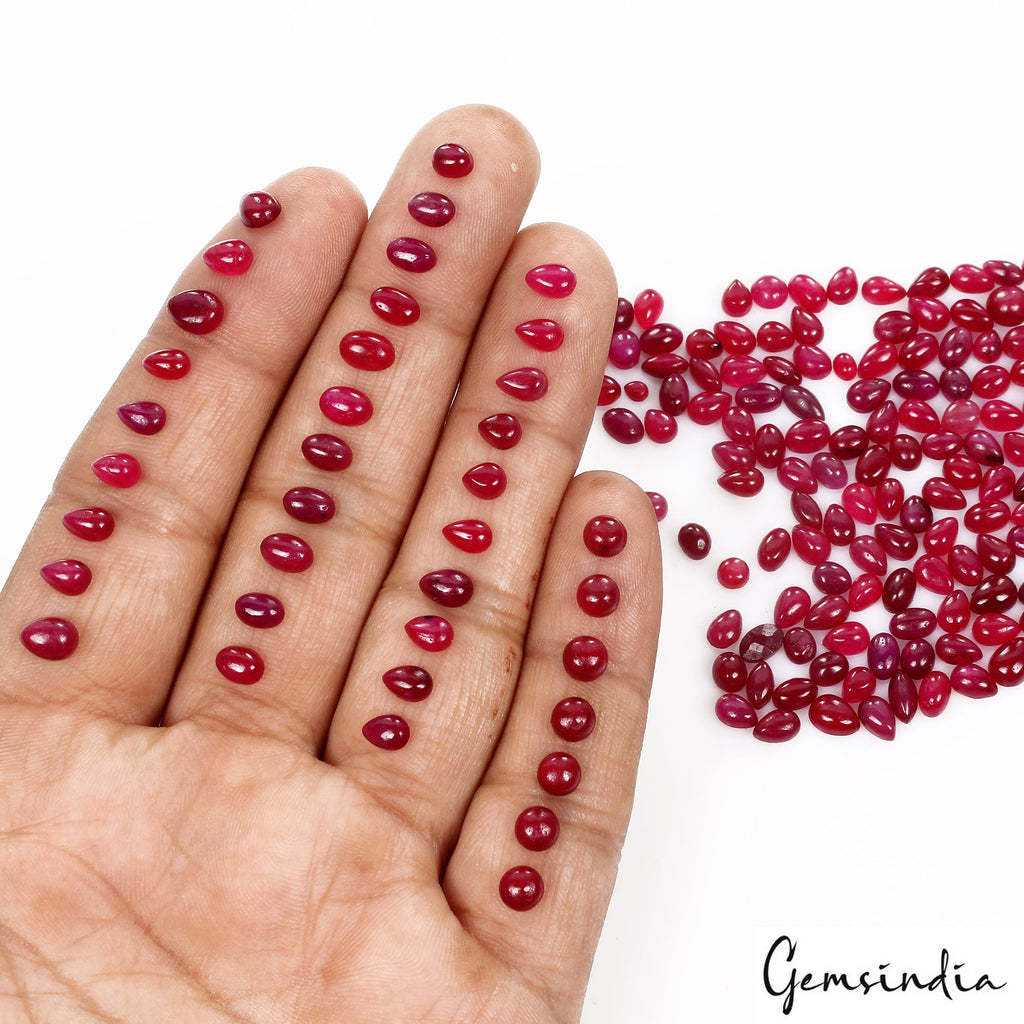 183 Pcs Natural Red Ruby Mix Cabochon 3mm-6mm Loose jewelry Gemstones ~133.70 Ct