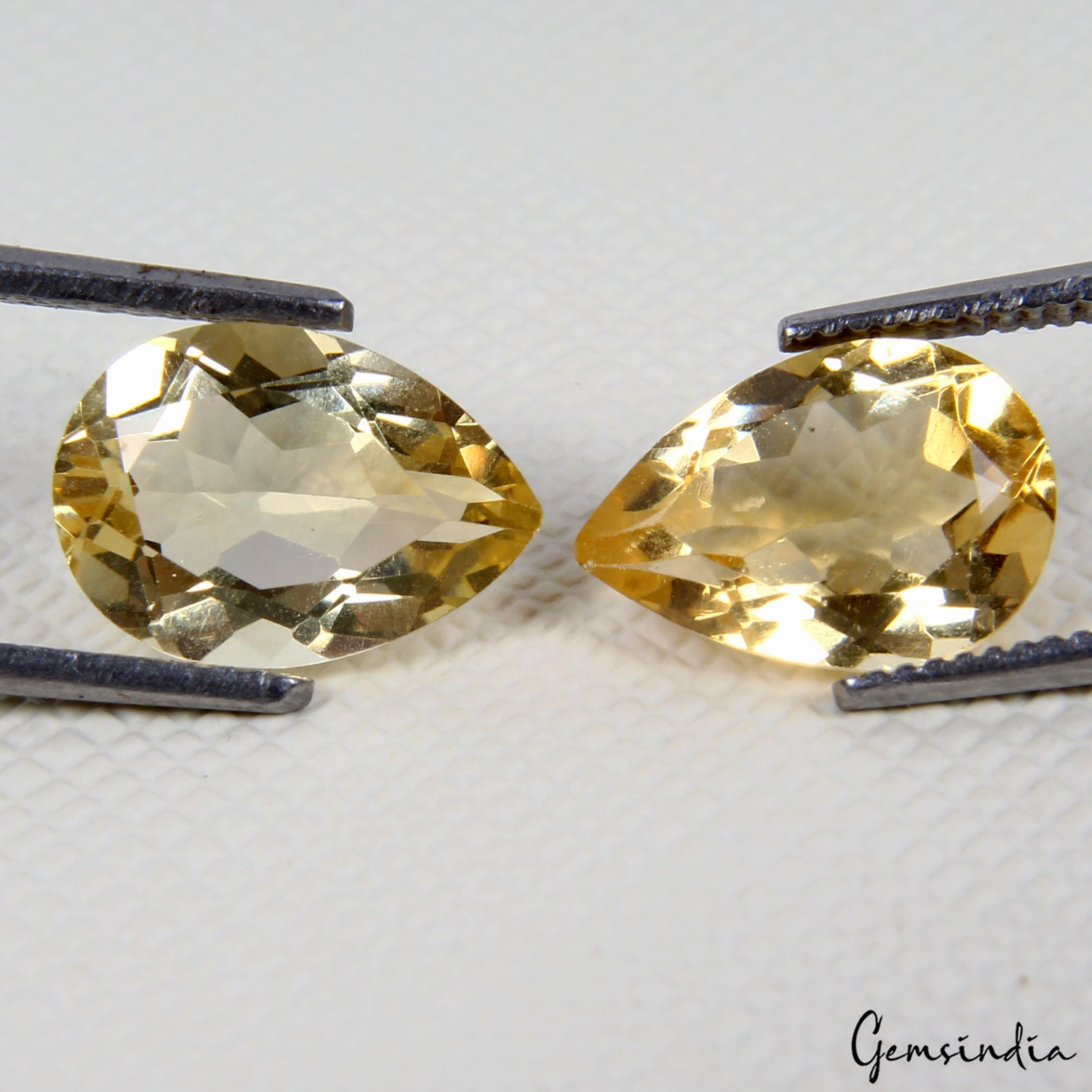 Certified 3.40 Ct Natural Yellow Citrine Gem Pear Cut Matching Pair for Earring