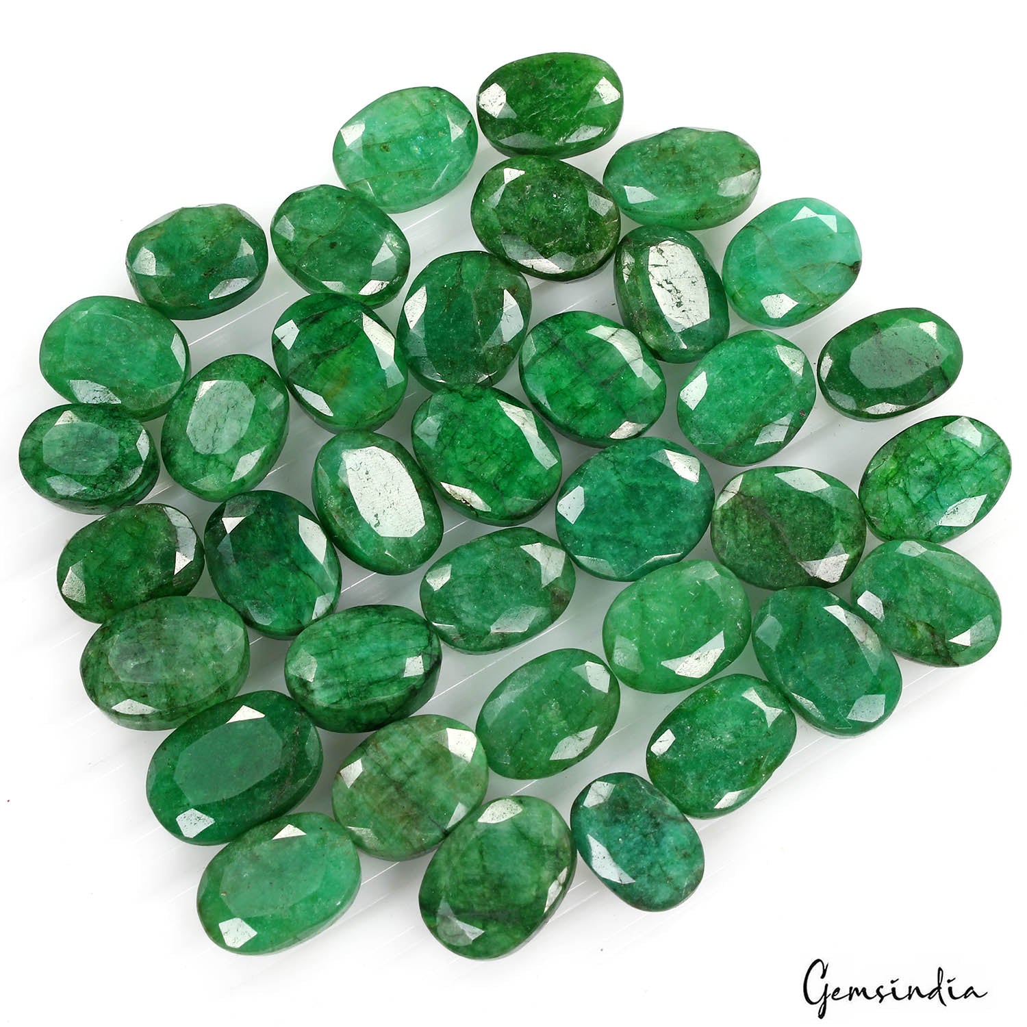 450 Ct Natural Green Brazilian Emerald Oval Cut Faceted Loose Gemstone Lot 36 Pc