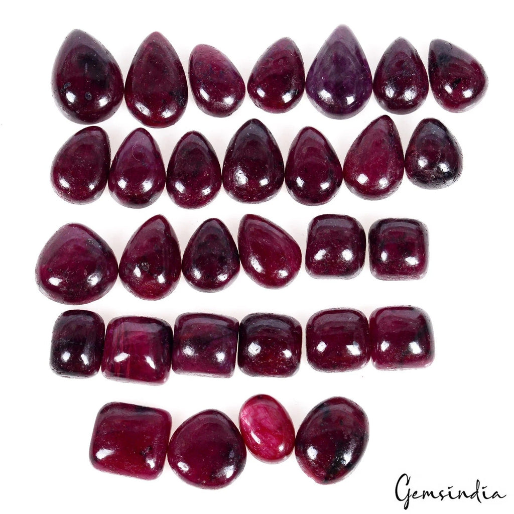 Natural Red Ruby Mix Cabochon 275.20 Cts Loose Wholesale Gems Jewelry Lot 30 Pcs