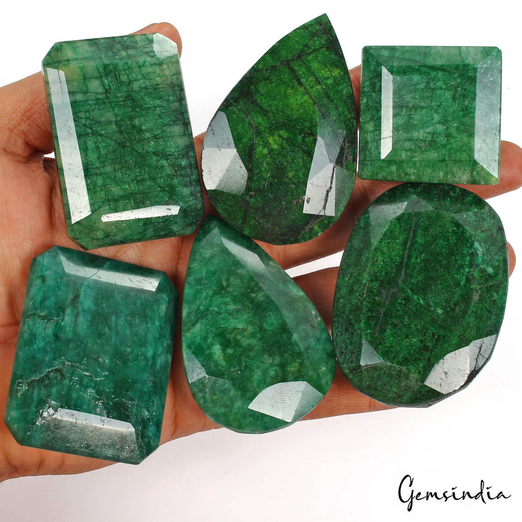 2500 Cts/6 Pcs Natural Brazilian Bottle Green Emerald Mix Cut Huge Loose Gem Lot