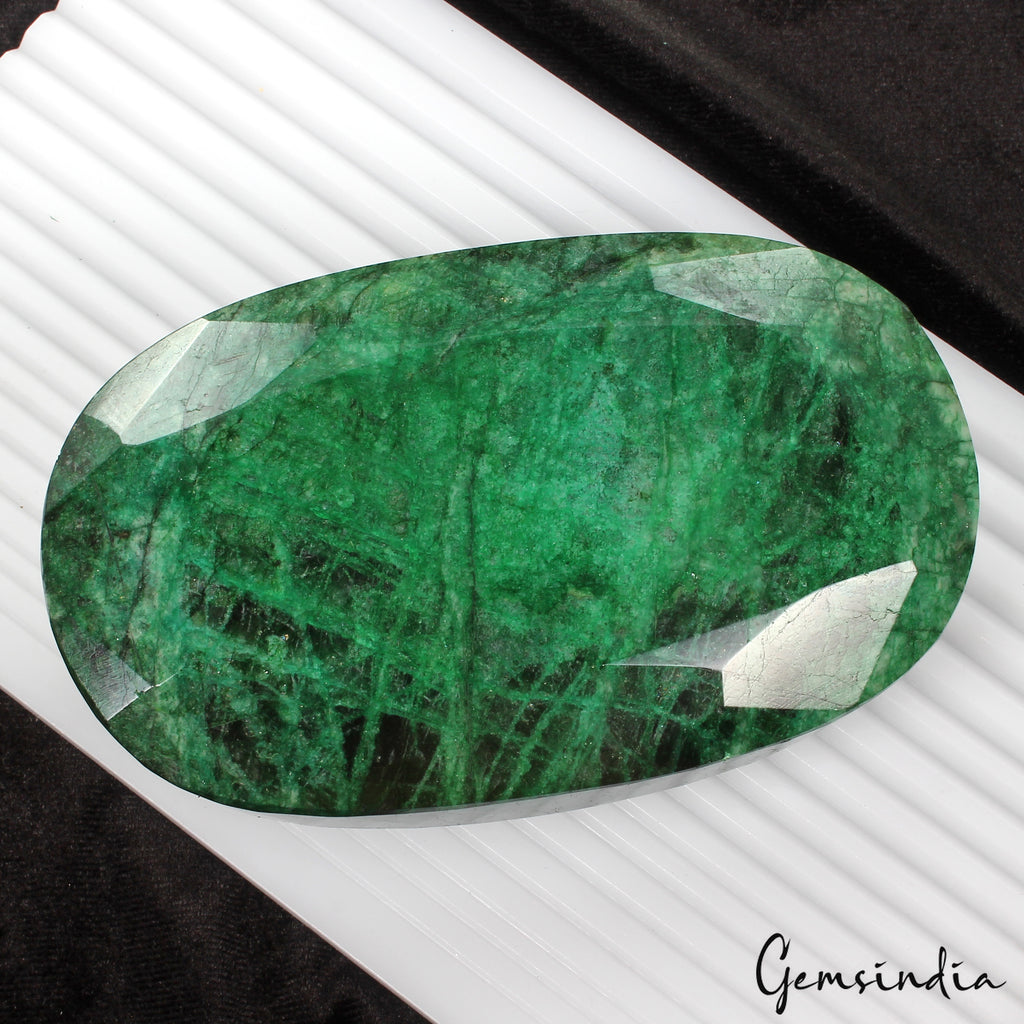 Emerald Loose Gemstone, Oval Cut, Color Enhanced — 125x75x42 mm, 3700 Ct, Brazil