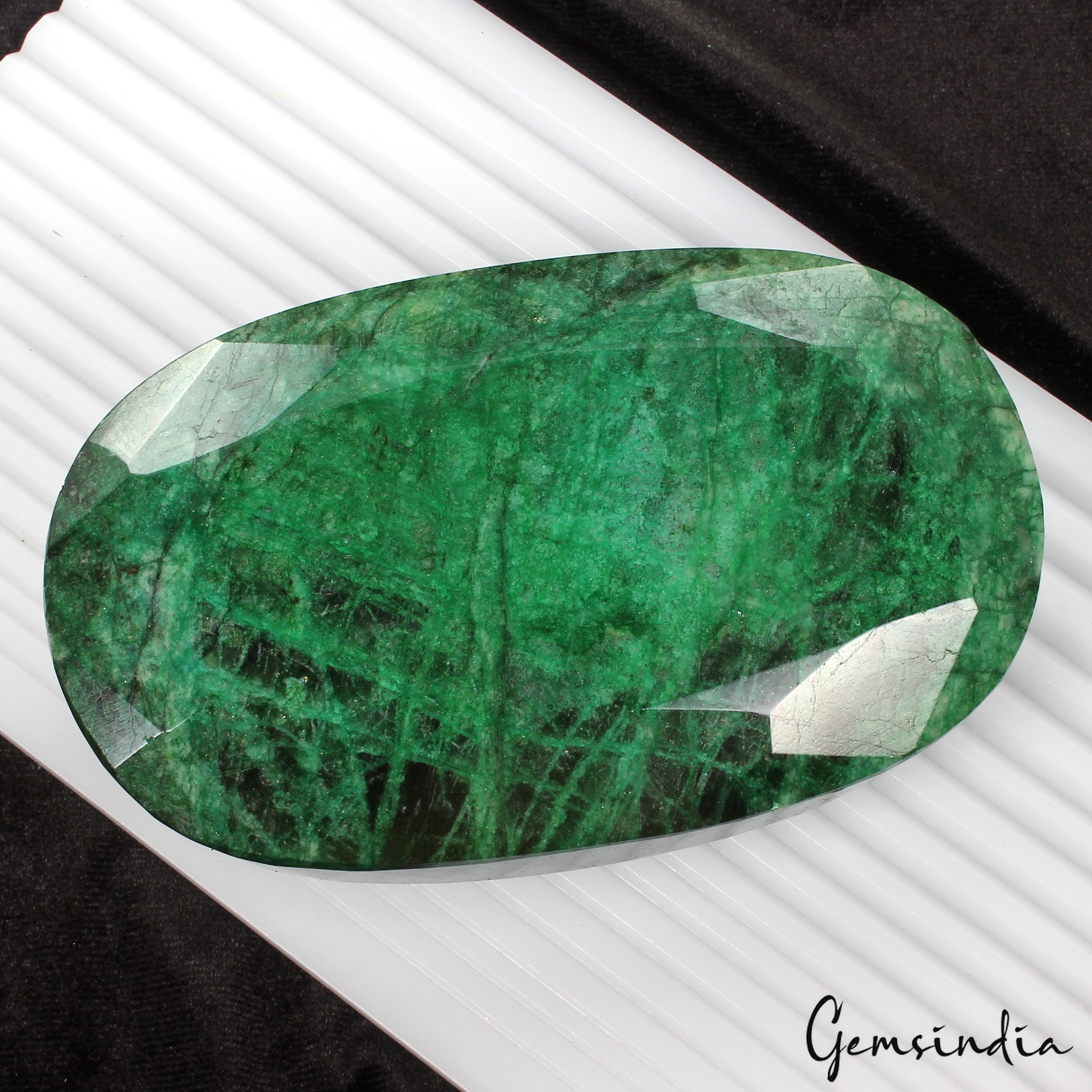 Emerald Loose Gemstone, Oval Cut, Color Enhanced — 125x75x42 mm, 3700 Ct, Brazil