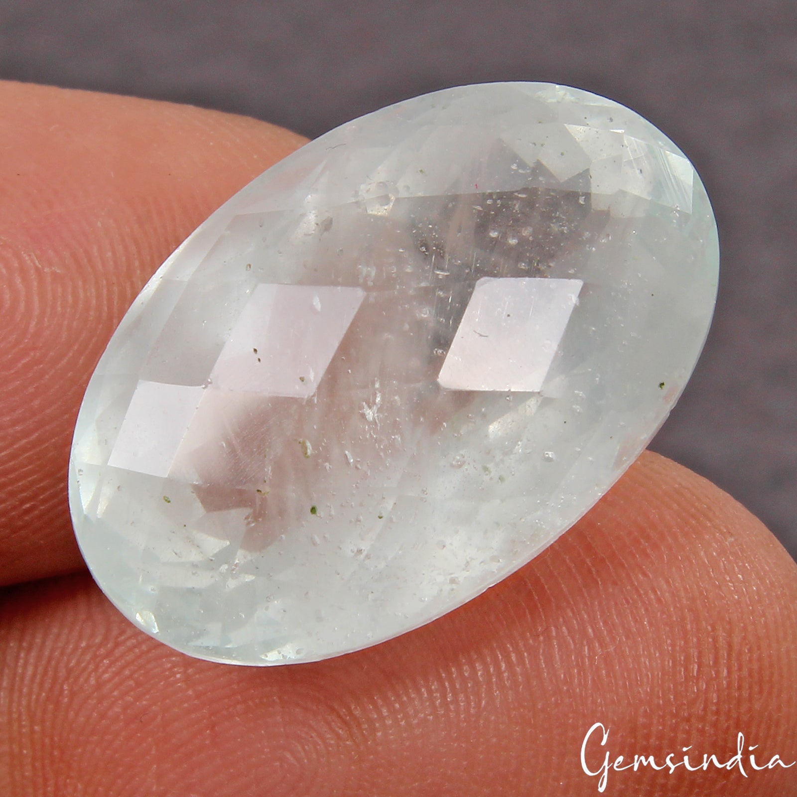 21.40 Cts Natural Untreated Blue Aquamarine Oval Checker Cut Gemstone, Brazil