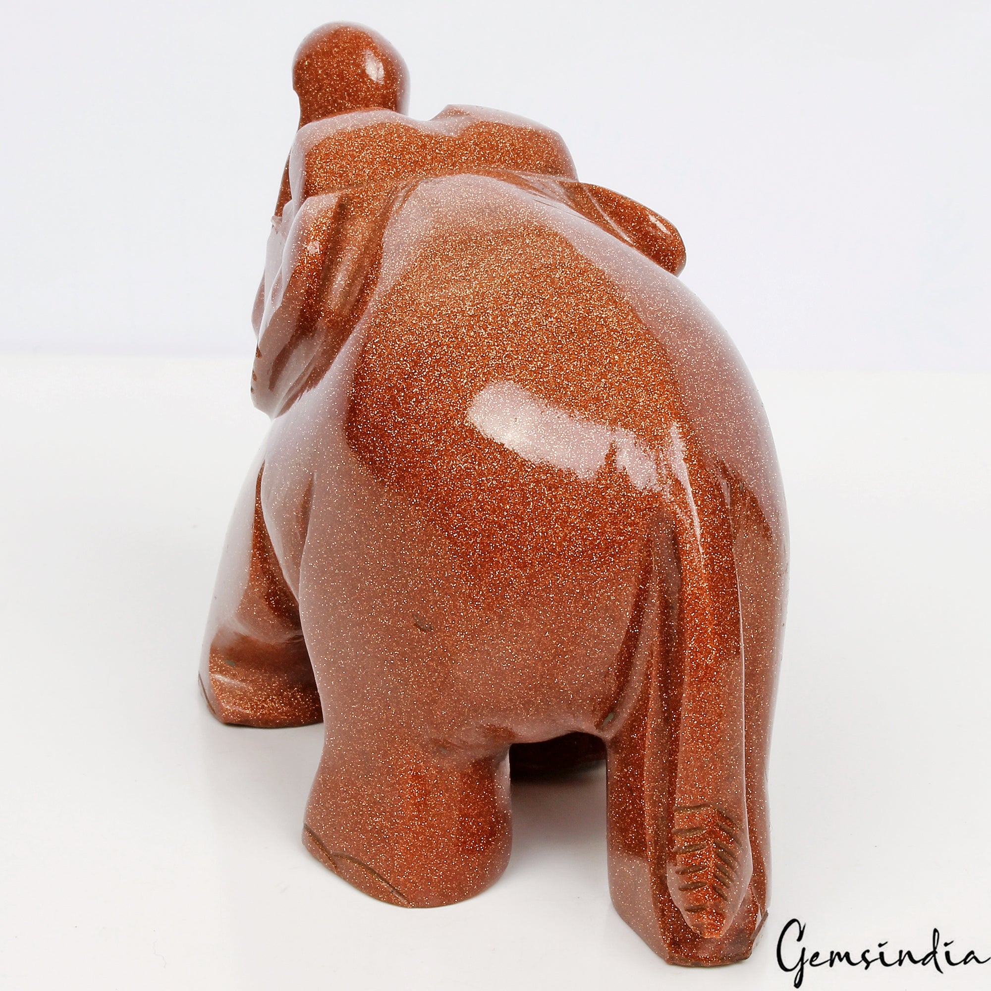 2780Ct Natural Brown Sunstone Trunk up Elephant Hand Crafted/Home Decor Gemstone
