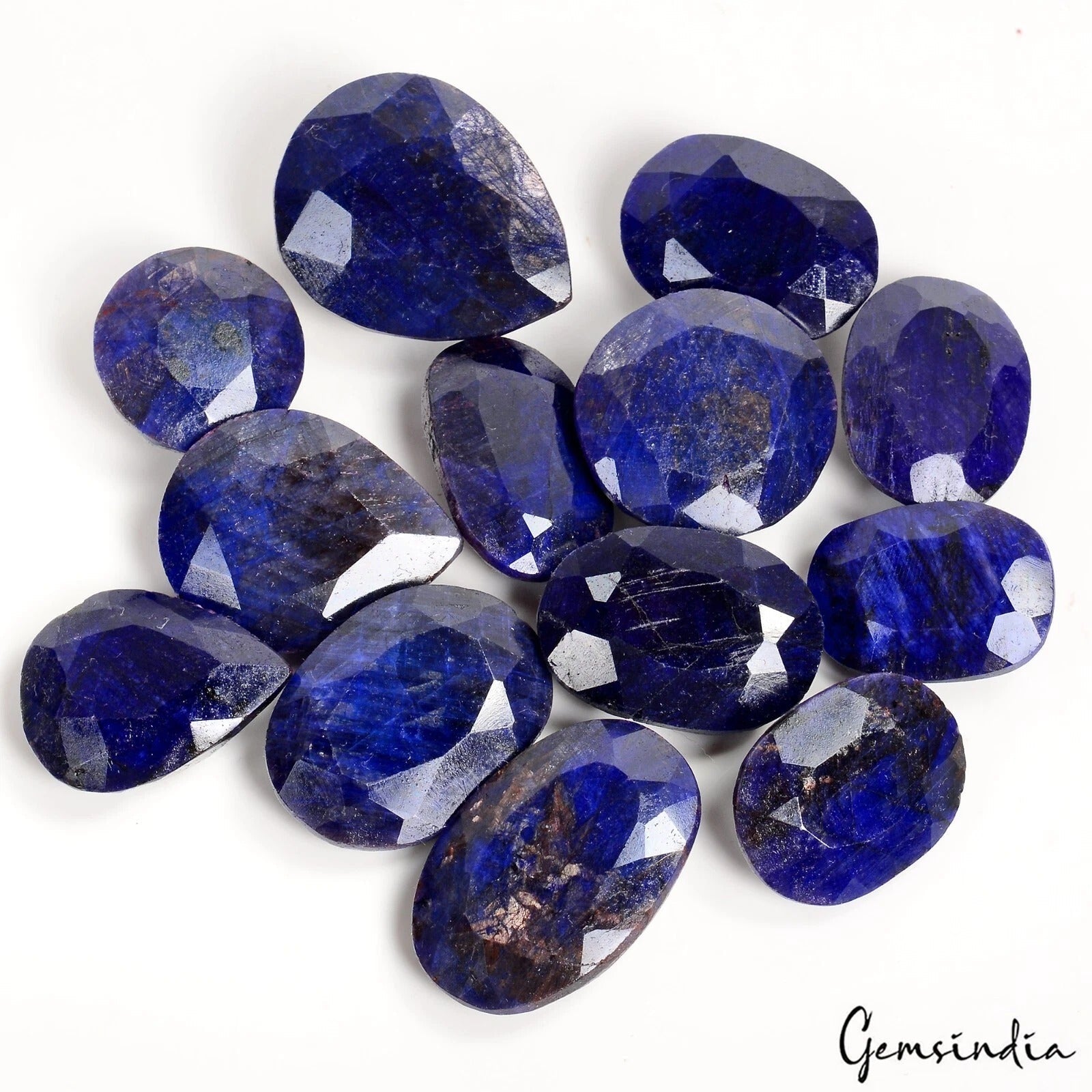770 Cts/13 Pcs Natural African Blue Sapphire Mix Cut Loose Gems Lot For Jewelry