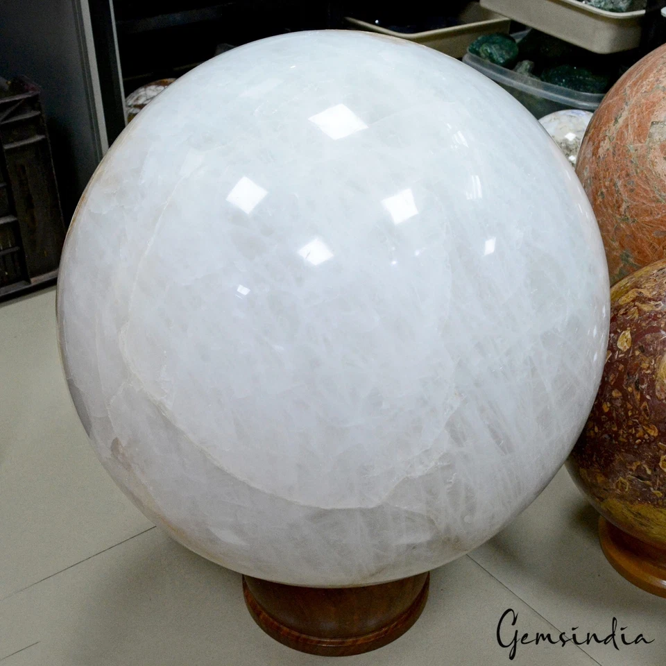 220LBs Large Natural White Clear Quartz Huge Crystal Sphere Ball Healing~16 Inch