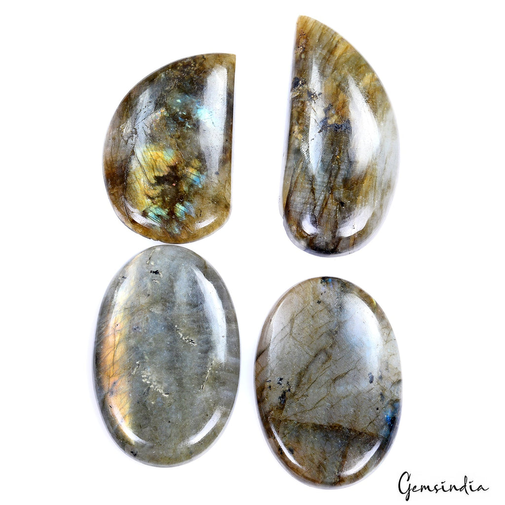 430 Cts/4 Pcs Natural Untreated Multi Shine Labradorite Mix Cab Loose Gems Lot