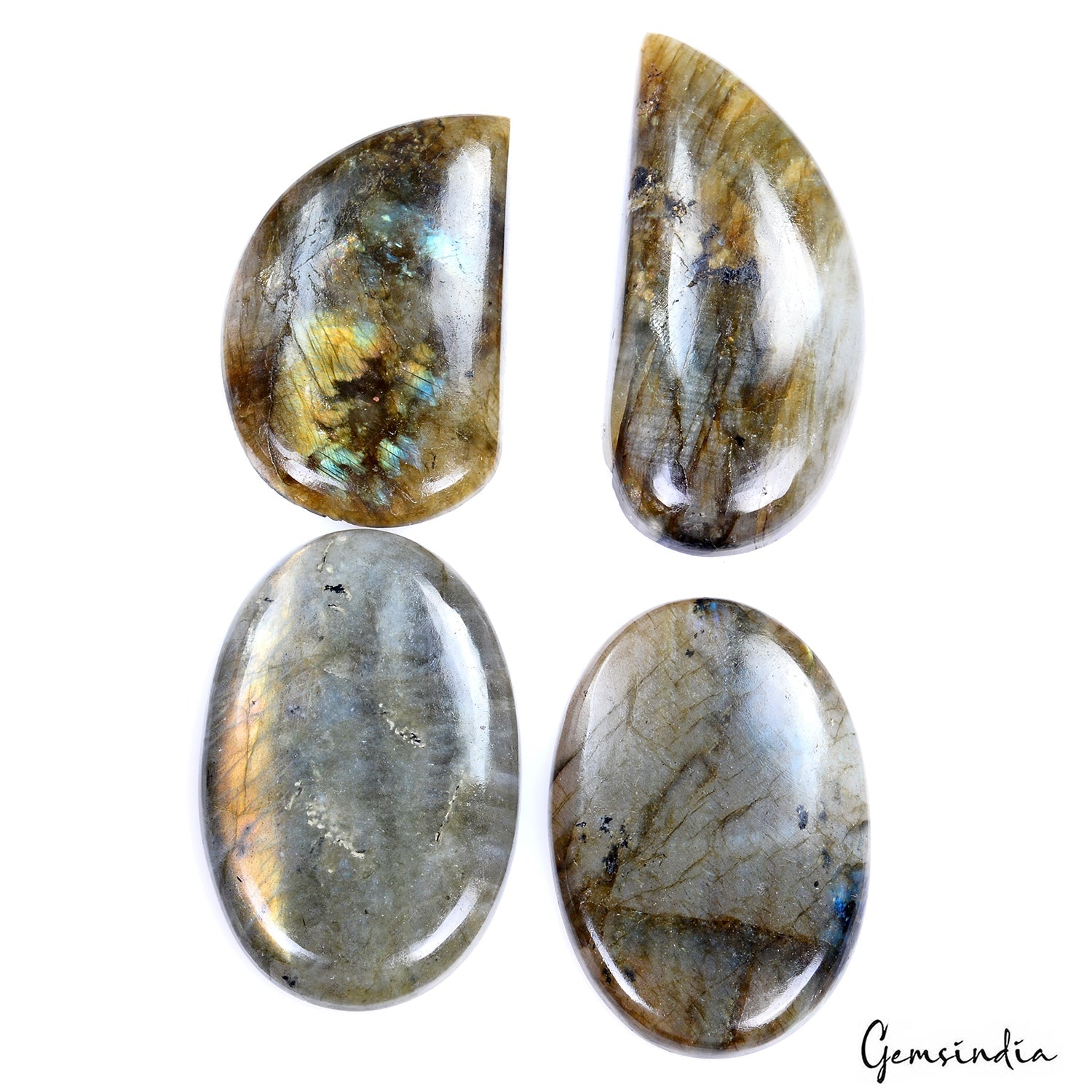 430 Cts/4 Pcs Natural Untreated Multi Shine Labradorite Mix Cab Loose Gems Lot