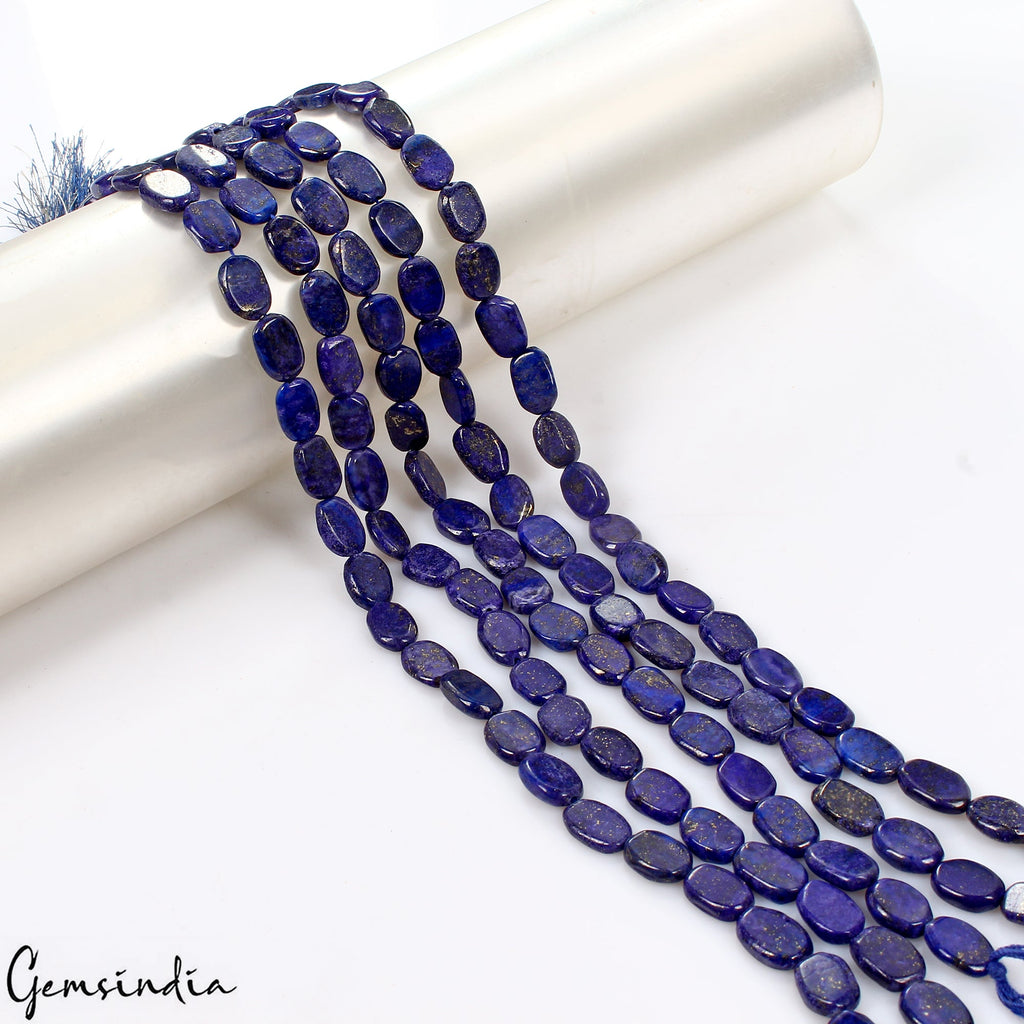 5 Strand/13" each ~ Natural Blue Lapis Lazuli Oval Shape 10mm-12mm Drilled Beads