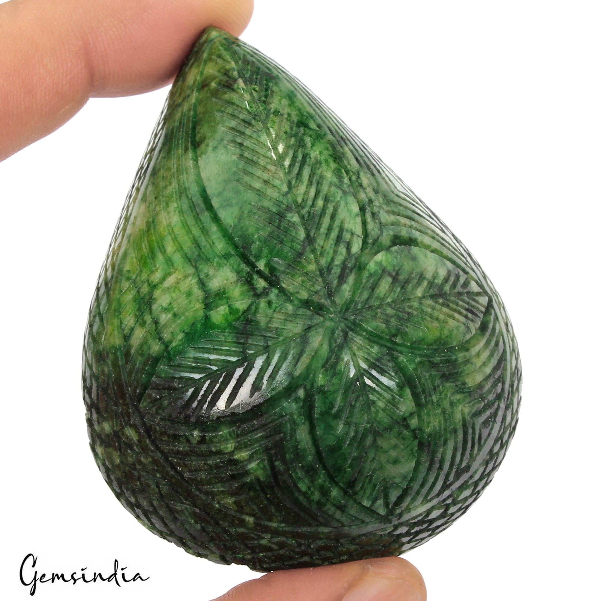 720 Ct Natural Green Brazilian Emerald Pear Carving Earth Mined Loose Gemstone
