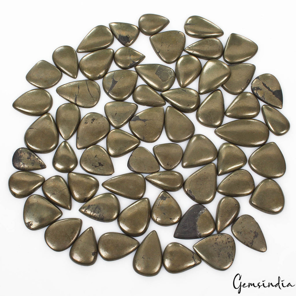 1860 Cts/61 Pcs Natural Apache Gold Pyrite Pear Cab Loose Wholesale Loose Gems