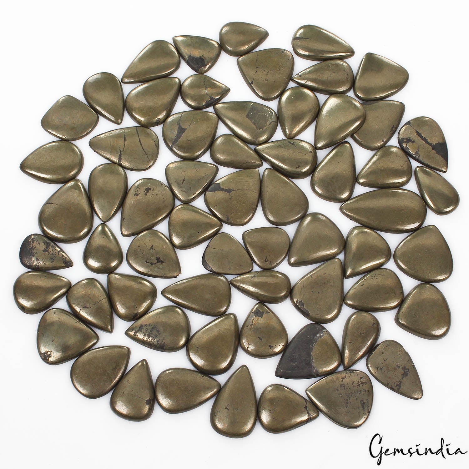 1860 Cts/61 Pcs Natural Apache Gold Pyrite Pear Cab Loose Wholesale Loose Gems