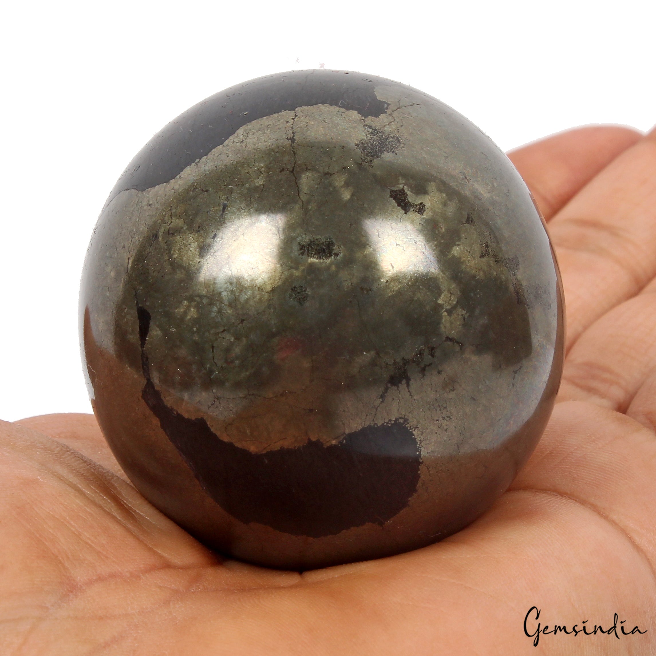 1700 Ct Natural Gold Pyrite Crystal Reiki Healing Mineral Gemstone Sphere/Ball