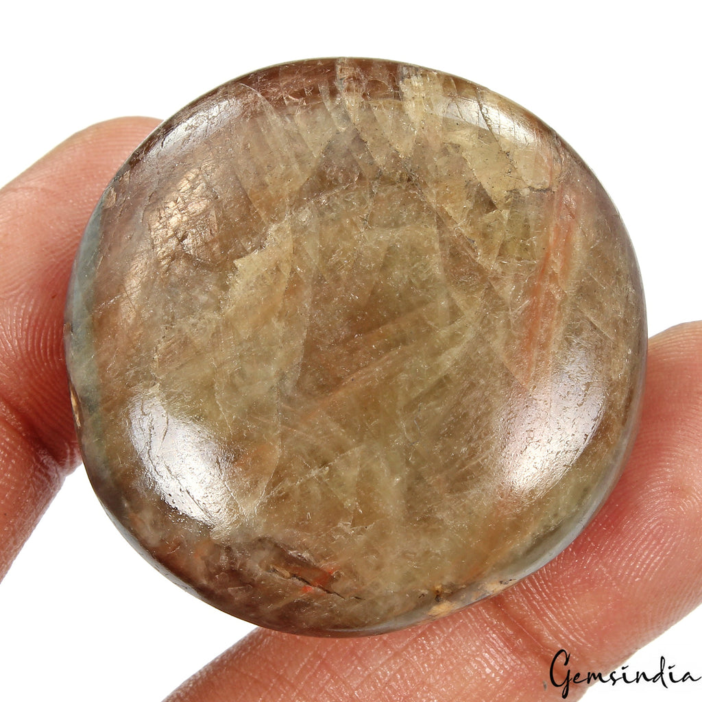 Certified 390 Ct Natural Brown Blue Sapphire W/Red Marks Round Cabochon Gemstone