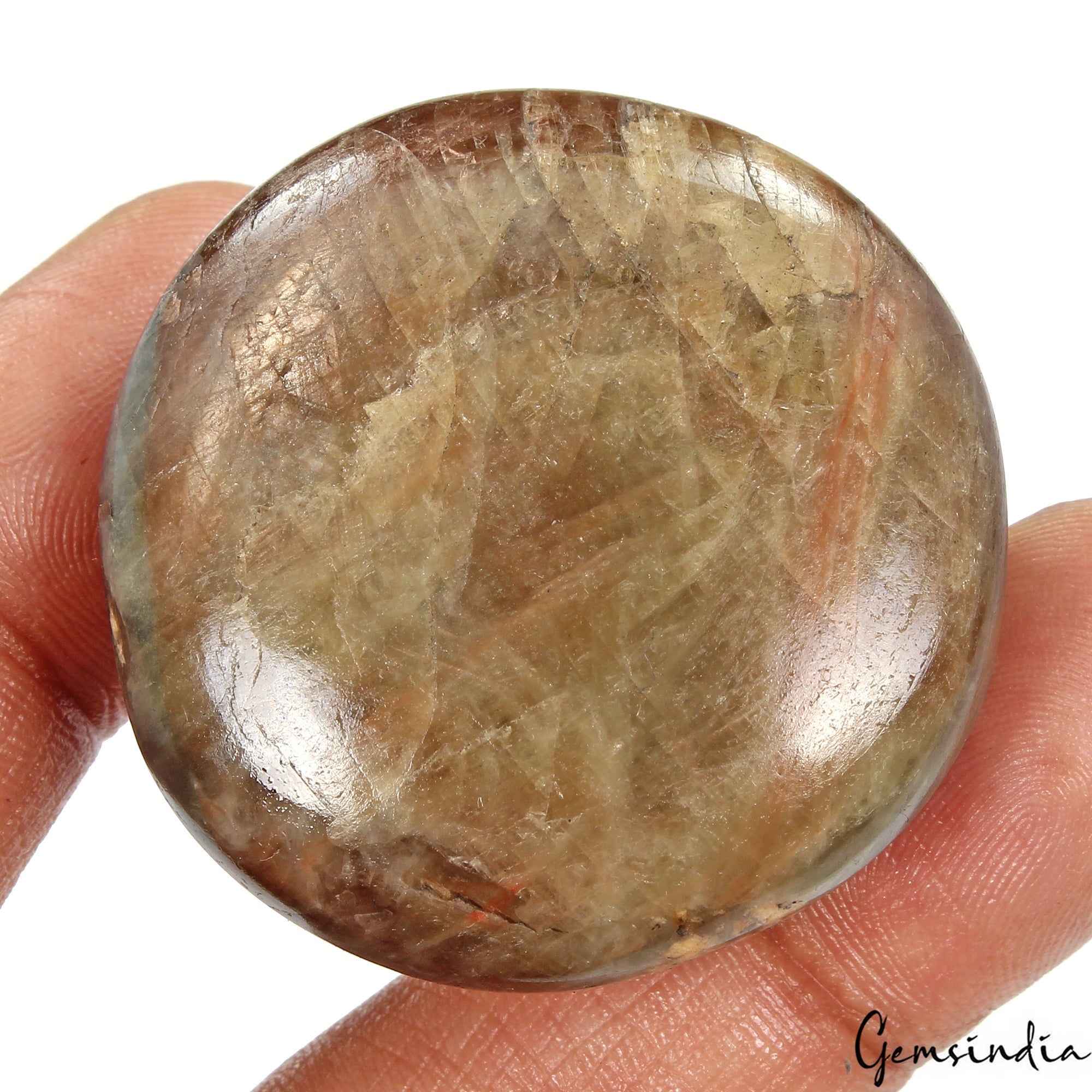 Certified 390 Ct Natural Brown Blue Sapphire W/Red Marks Round Cabochon Gemstone