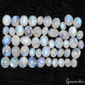 Moonstone Lot, Cabochon, Untreated, Blue — 50 Pieces, 6mm to 9mm, 88.60 Ct, Madagascar