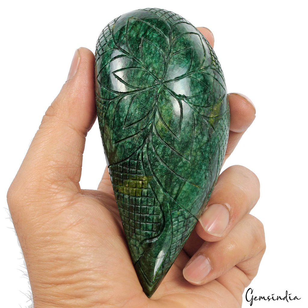 1700 Ct Natural Pear Carving Green Brazilian Emerald Earth Mined Huge Size Gems
