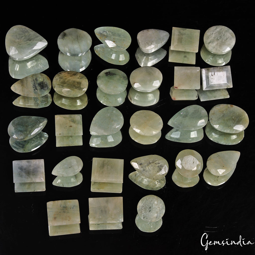 470 Cts/27Pcs Natural Untreated Green Blue Aquamarine Beryl Mixed Cut Loose Gems