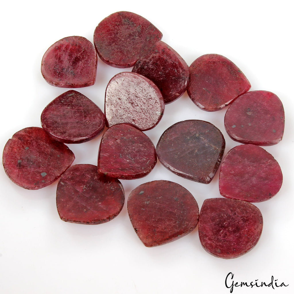 Loose Gemstone Checkerboard Cut 450 Ct Pear Shape 21-24mm Natural Red Ruby Lot