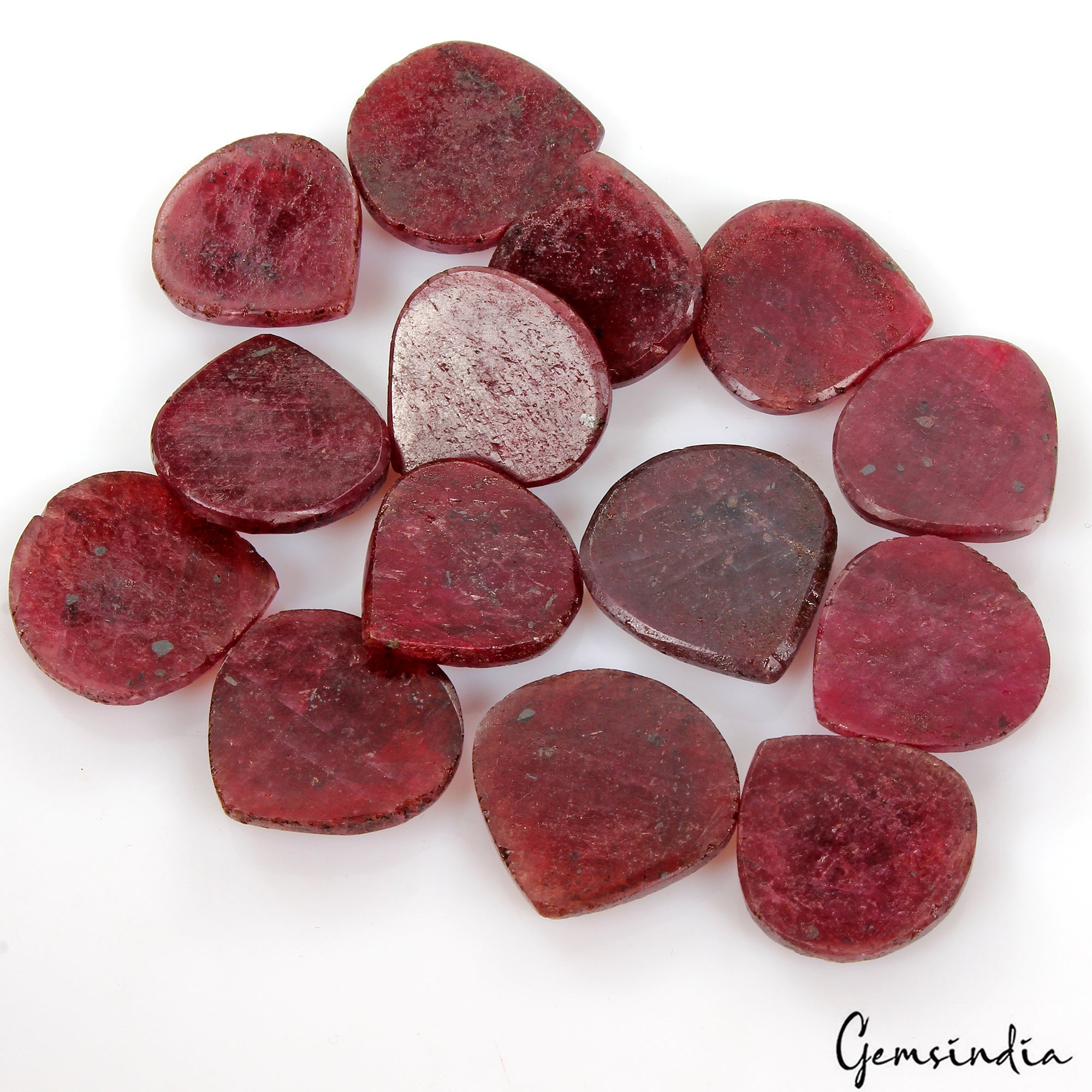 Loose Gemstone Checkerboard Cut 450 Ct Pear Shape 21-24mm Natural Red Ruby Lot