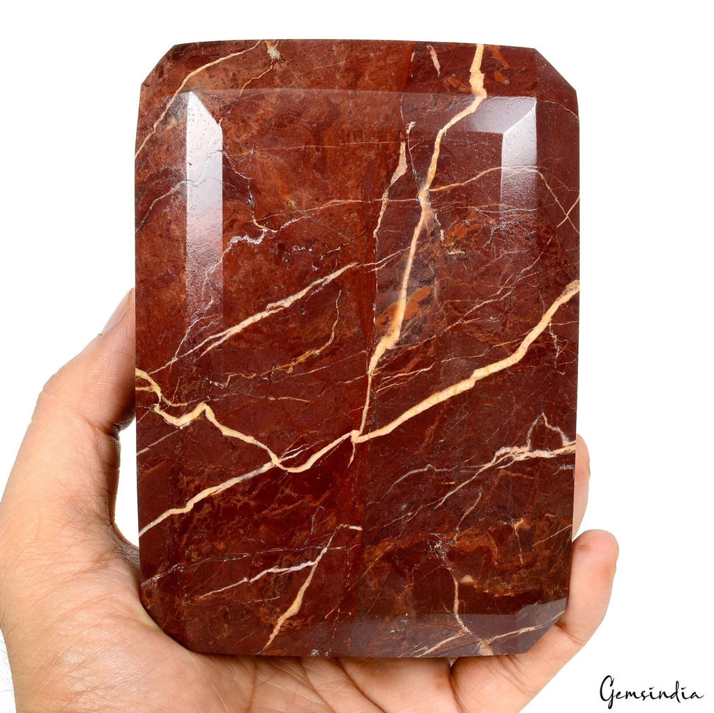 Natural Earth mined Red Jasper 1.8 Kg Emerald Cut Large Size Untreated Gemstone