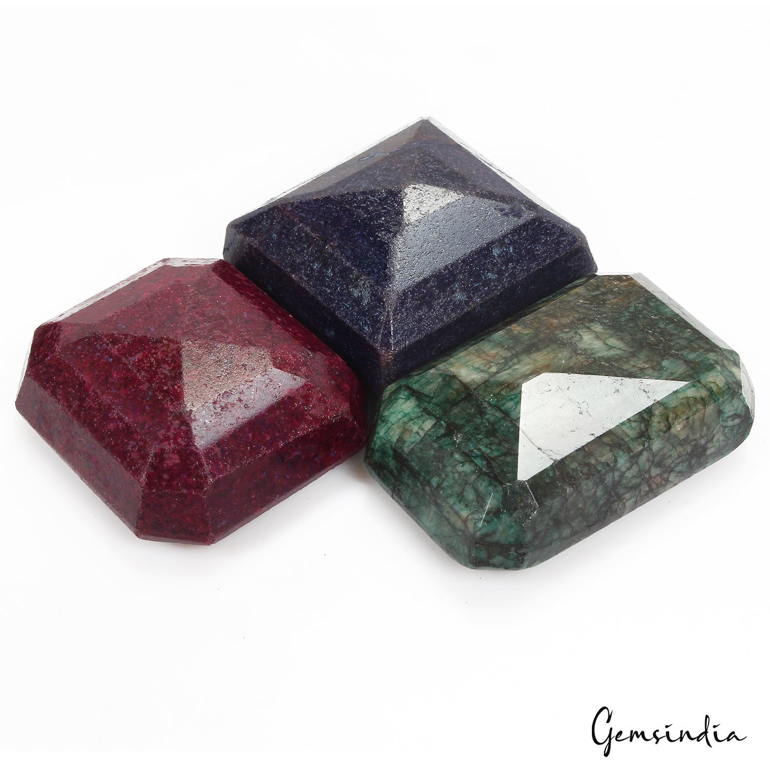 1350 Cts Natural Ruby, Sapphire & Emerald Octagon Cut Huge Gemstones 42-56mm