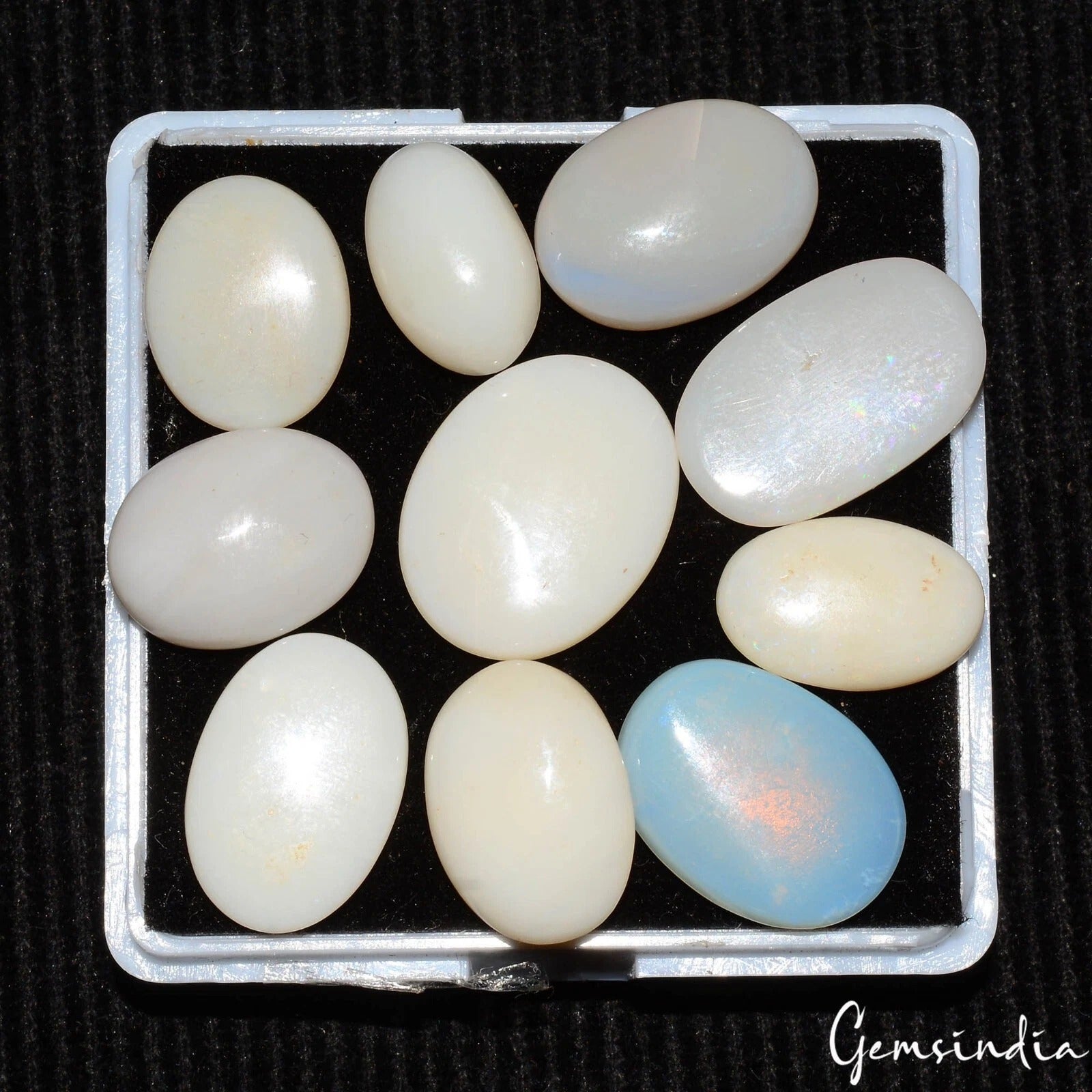 Opal Lot, Loose Gemstone, Untreated, White — 10 Pieces, 13mm to 18mm, 46.30 Ct, Australia