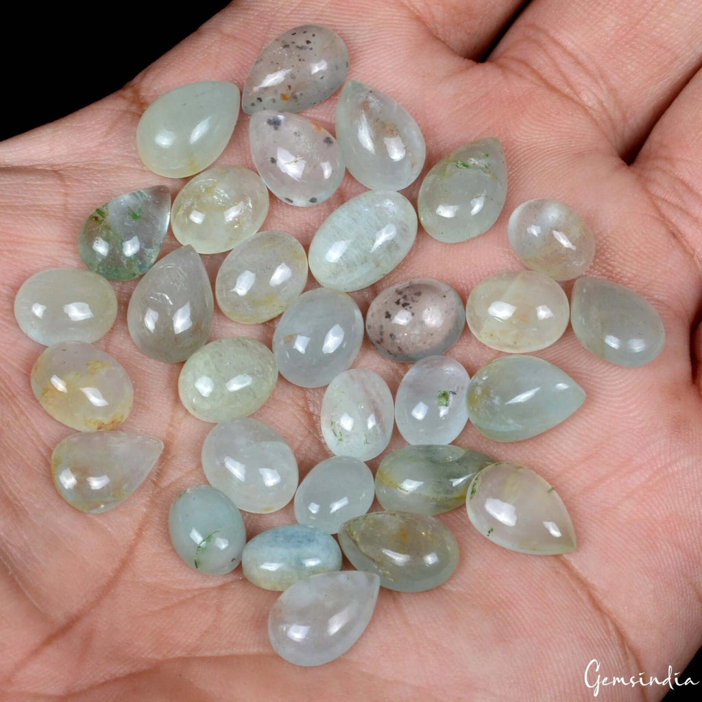 Beryl Lot, Cabochon, Untreated — 30 Pieces, 08mm to 12mm, 86.60 Ct, Brazil