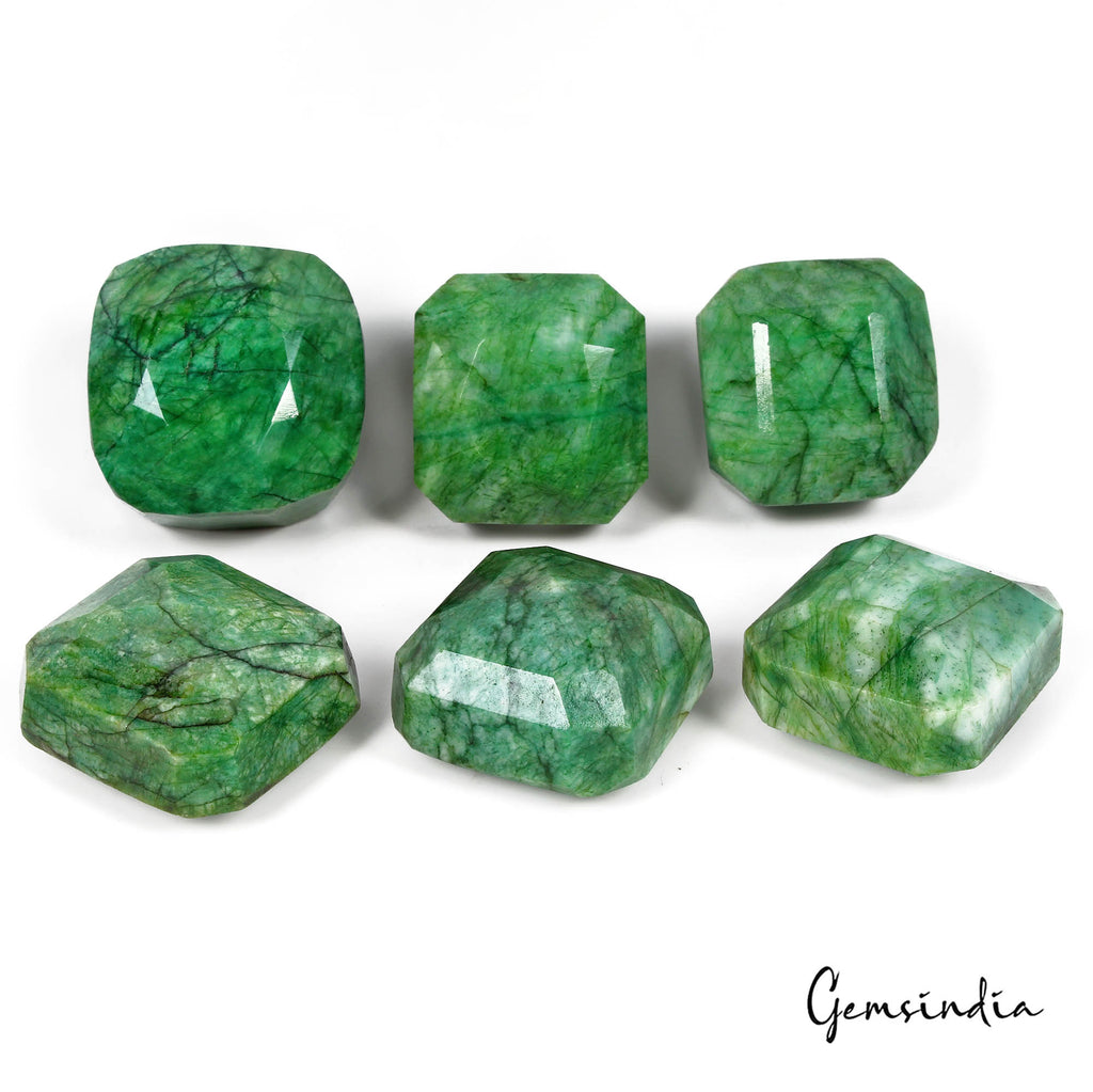 Emerald Lot, Loose Gemstone, Color Enhanced, Green — 6 Pieces, 34mm to 40mm, 1850 Ct, Brazil
