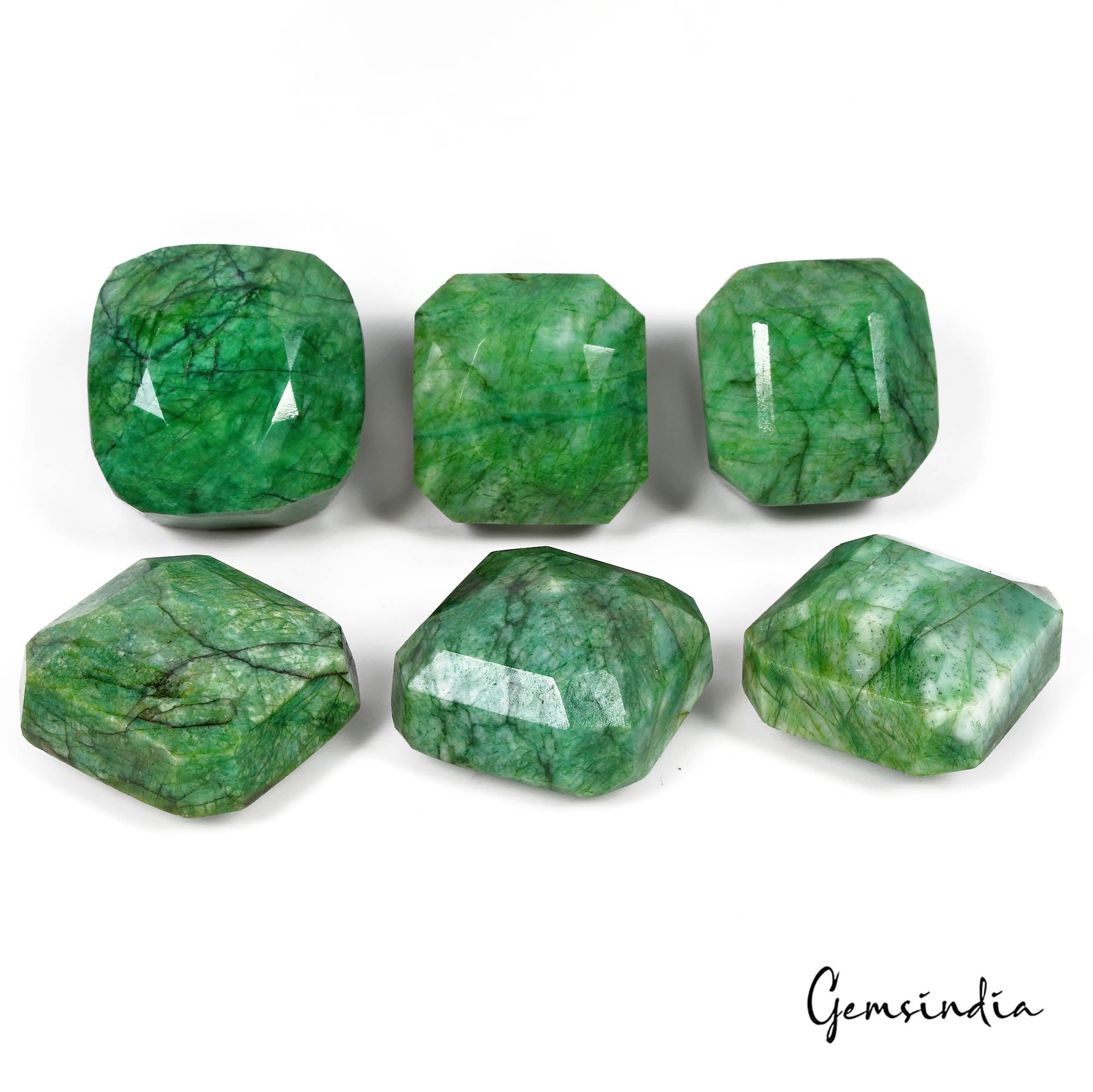 Emerald Lot, Loose Gemstone, Color Enhanced, Green — 6 Pieces, 34mm to 40mm, 1850 Ct, Brazil