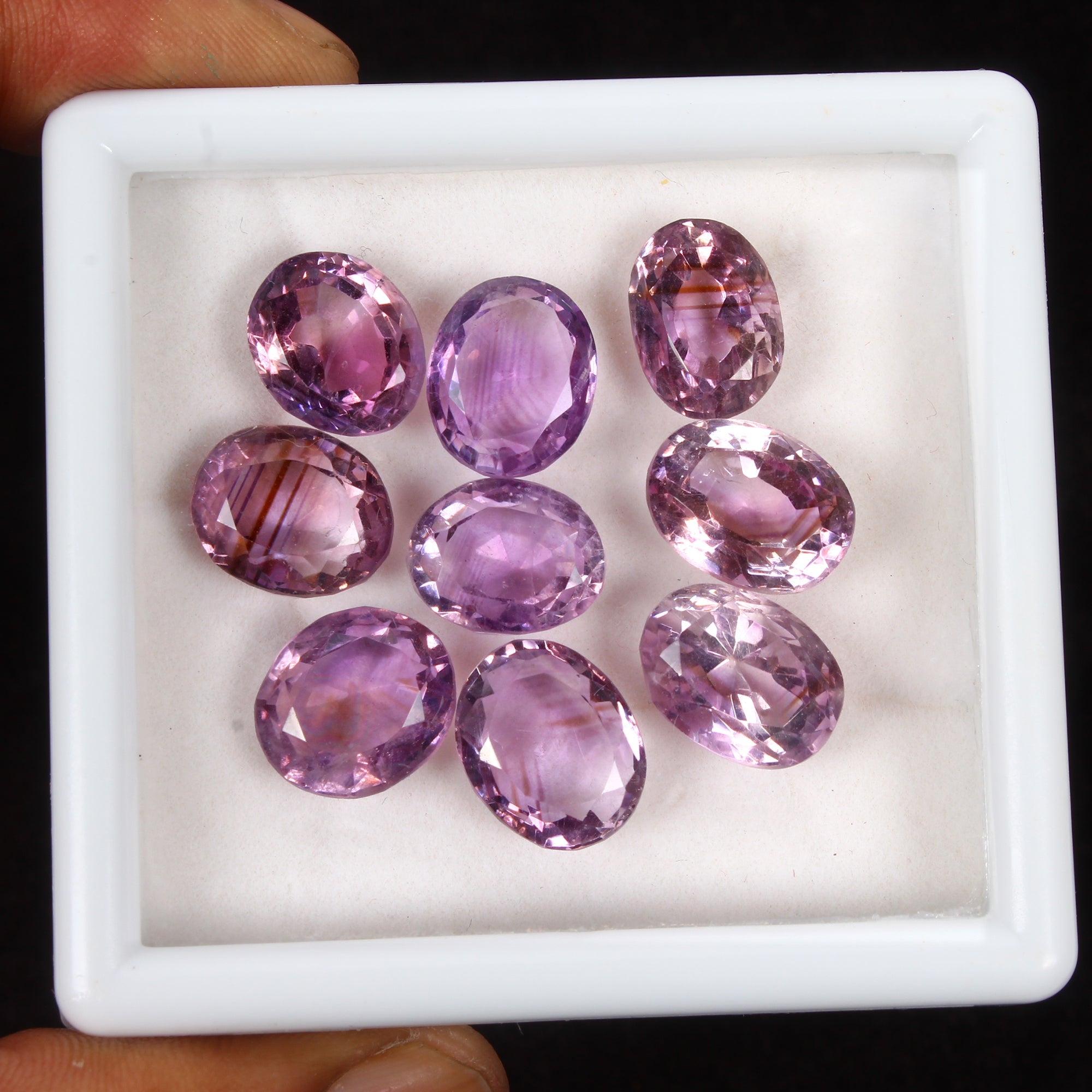 9 Pcs Natural Purple Amethyst Oval Cut Loose 13-14mm Untreated Gemstones~ 69 Cts