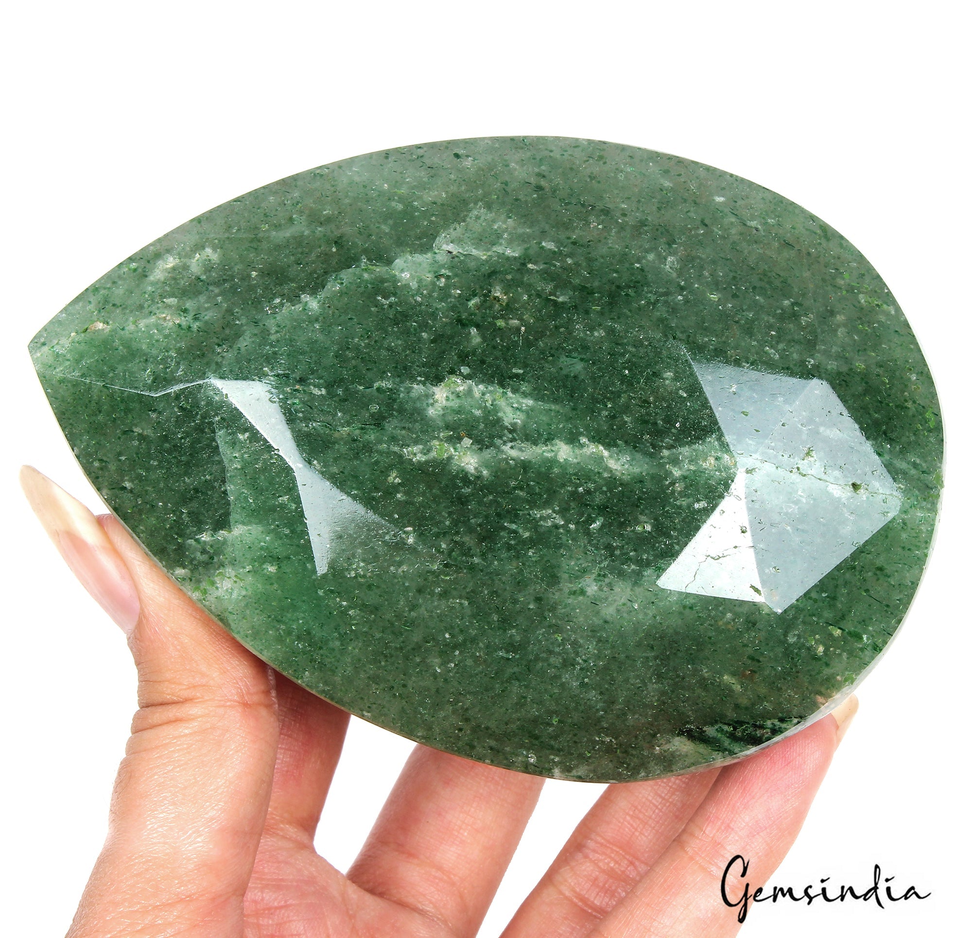 2820 Ct Natural Untreated Green Strawberry Quartz Pear Cut Museum Size Loose Gem