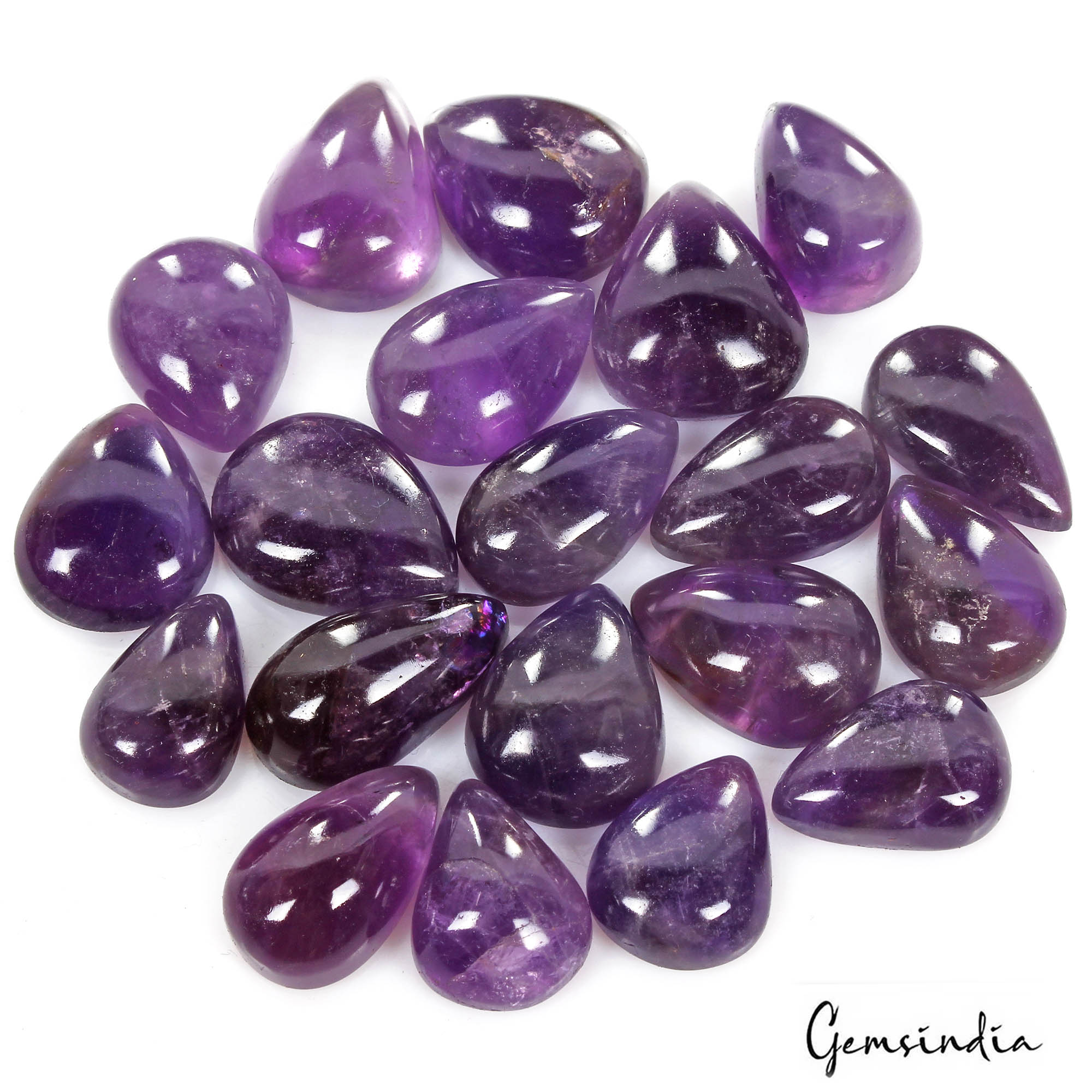 Amethyst Lot, Cabochon, Untreated — 20 Pieces, 20mm to 24mm, 430 Ct, Brazil