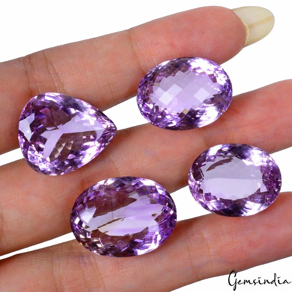86.70 Ct/4 Pcs Natural Untreated Purple Amethyst Mixed Cut Loose gem For Jewelry