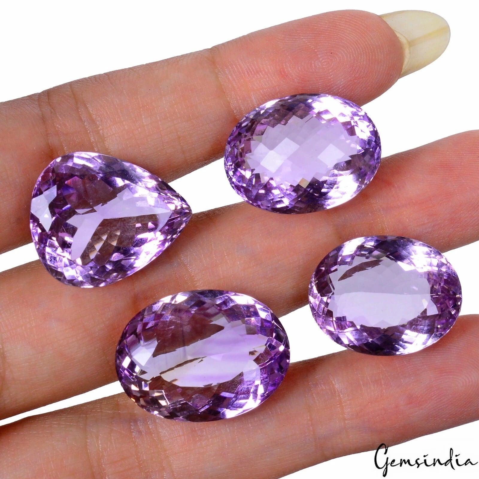 86.70 Ct/4 Pcs Natural Untreated Purple Amethyst Mixed Cut Loose gem For Jewelry