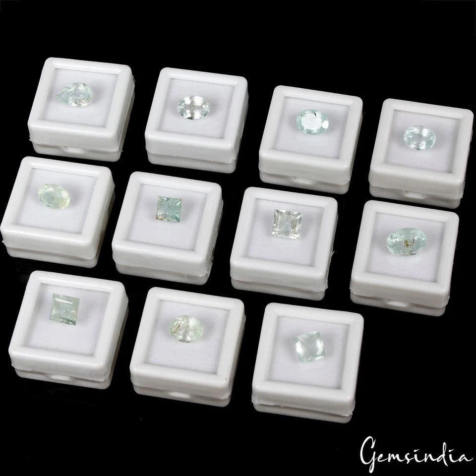 Aquamarine Lot, Loose Gemstone, Untreated, Green — 11 Pieces, 8mm, 33.60 Ct, Brazil