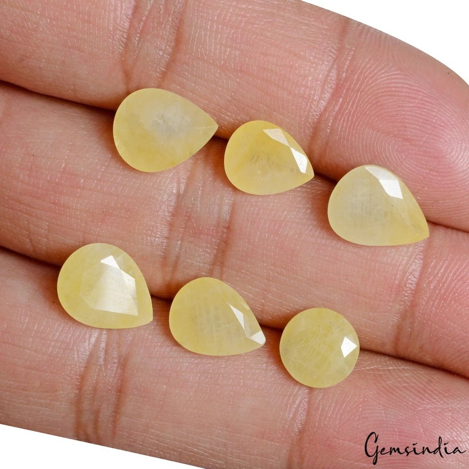 21.20 Ct/6 Pcs Natural Untreated Yellow Sapphire(Pukhraj)Mix Cut Loose Rare Gems