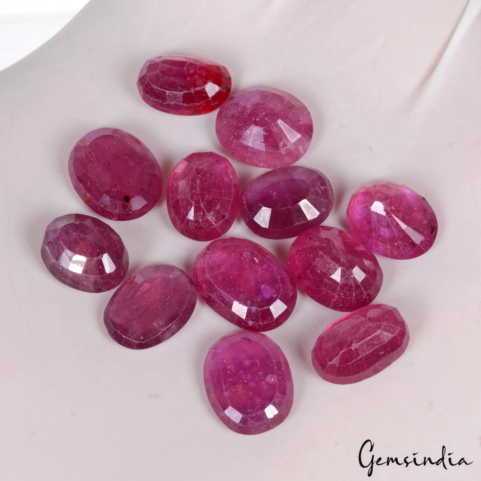Red Ruby Natural 68.60 Ct 11-13mm Oval Cut Faceted Certified Loose Gemstone Lot